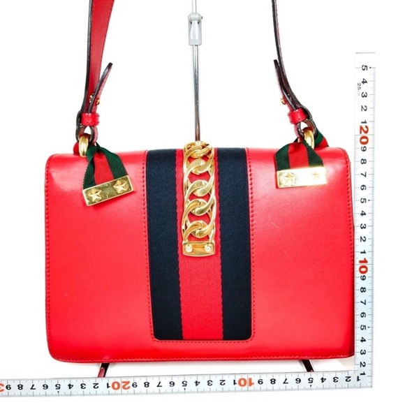 Authentic Vintage Gucci Sylvie Shoulder Bag Sherry Line Red Calfskin Leather EUC - Picture 12 of 14